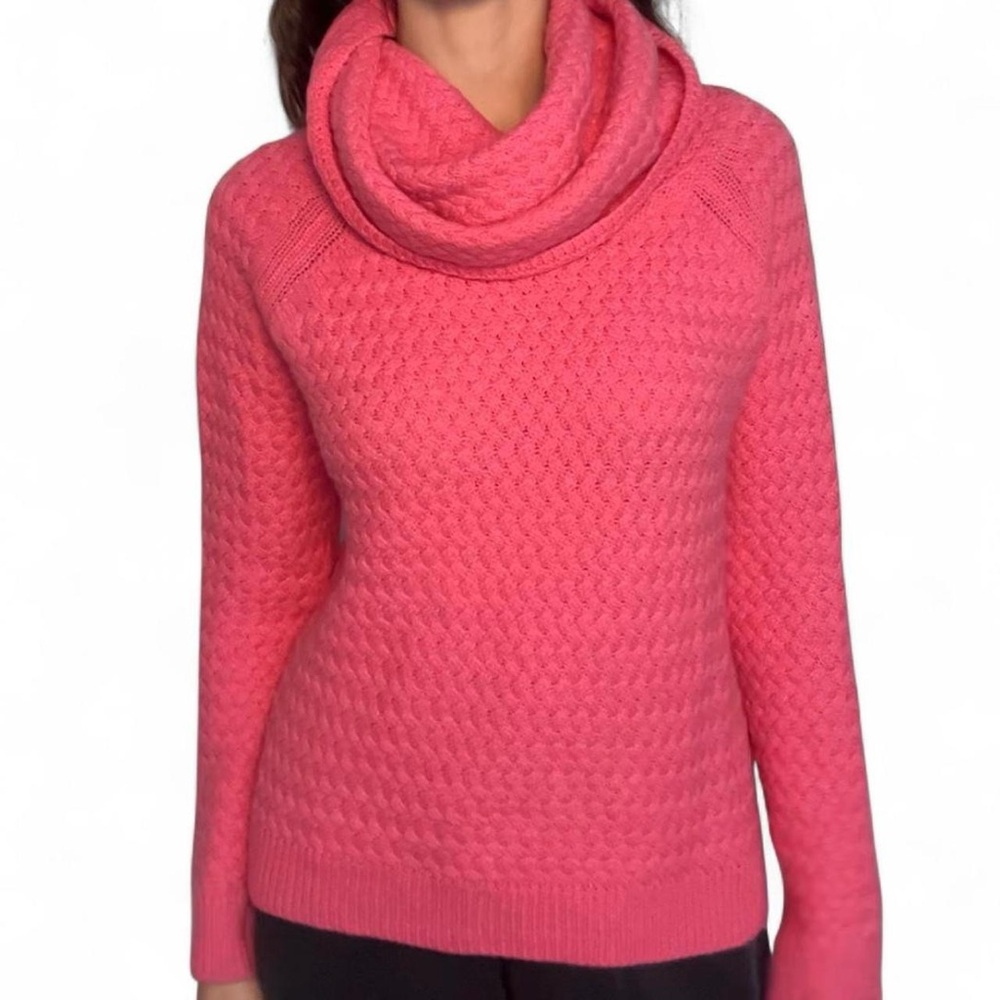New York & Company Vibrant Pink Cowl Neck Sweater